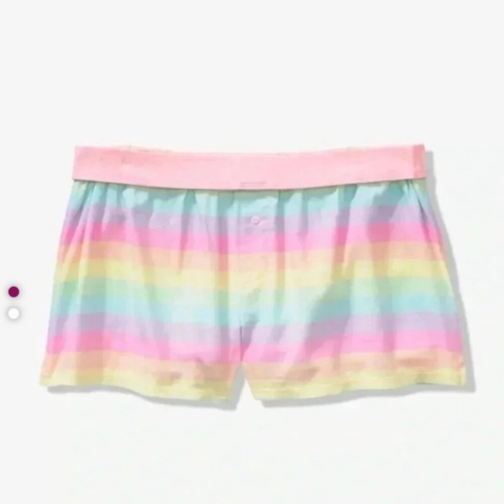 Victoria's Secret PINK | Pastel Rainbow Foldover Band Sleep Shorts | Size Small